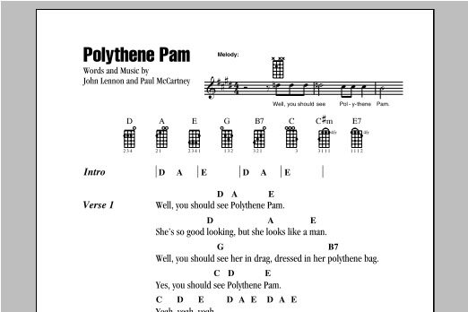 Polythene Pam - Ukulele Chords/Lyrics, New, Main