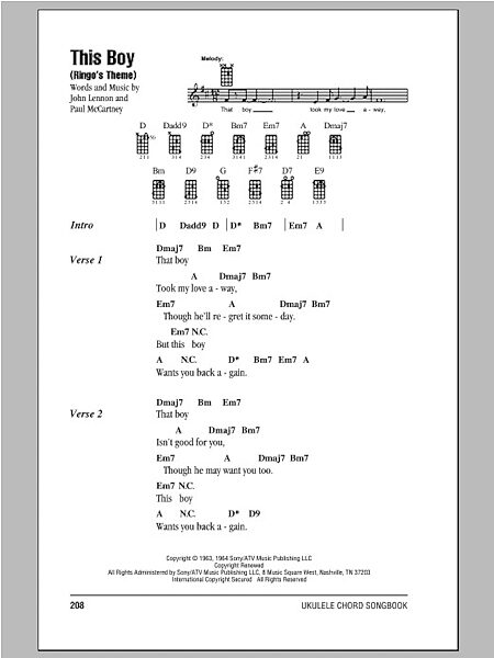 This Boy (Ringo's Theme) - Ukulele Chords/Lyrics, New, Main