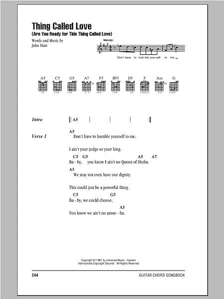 Thing Called Love (Are You Ready For This Thing Called Love) - Guitar Chords/Lyrics, New, Main