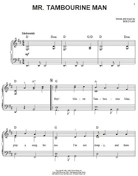 Mr. Tambourine Man - Easy Piano, New, Main