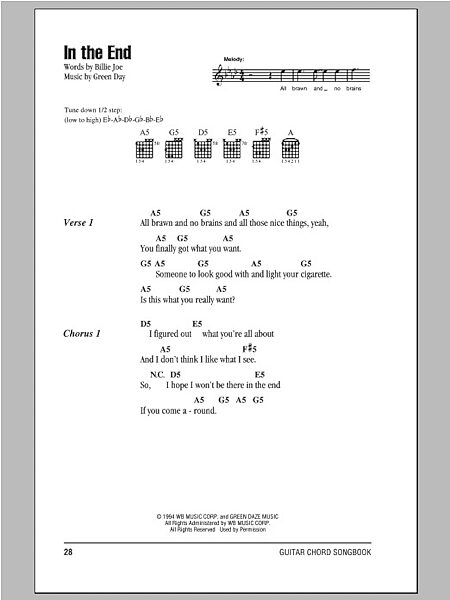 In The End - Guitar Chords/Lyrics, New, Main