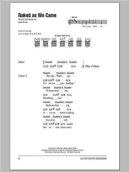 Naked As We Came - Guitar Chords/Lyrics, New, Main