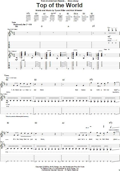 Top Of The World - Guitar TAB, New, Main