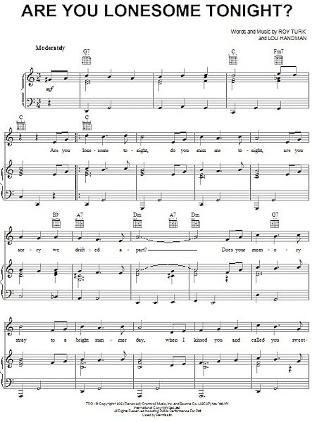Are You Lonesome Tonight? - Piano/Vocal/Guitar, Main