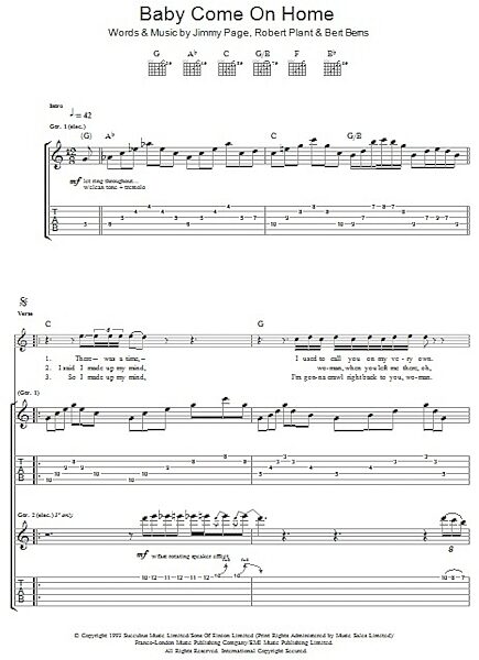 Baby Come On Home - Guitar TAB, New, Main
