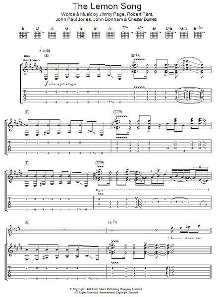 The Lemon Song - Guitar TAB, New, Main