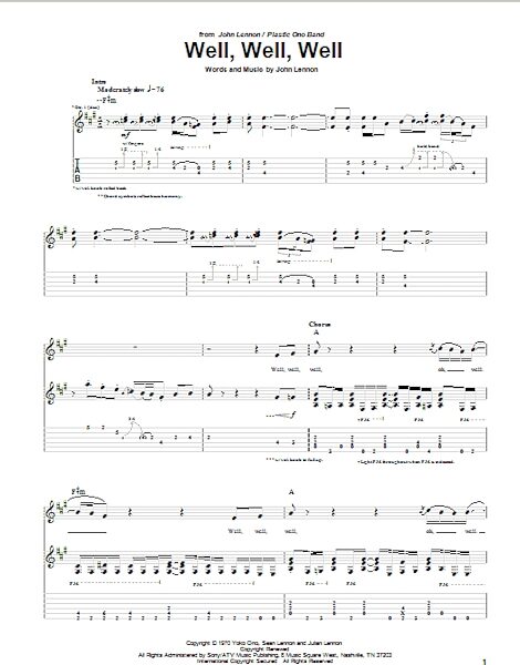 Well, Well, Well - Guitar TAB, New, Main