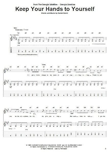 Keep Your Hands To Yourself - Guitar TAB, New, Main