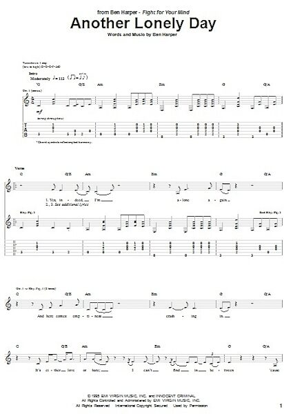 Another Lonely Day - Guitar TAB, New, Main