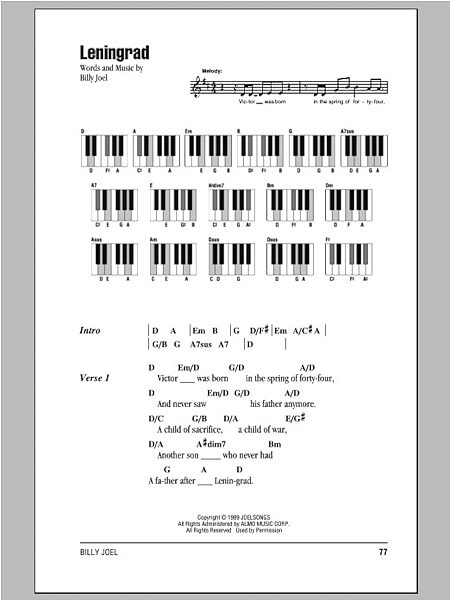 Leningrad - Piano Chords/Lyrics, New, Main