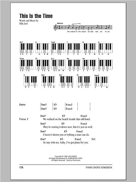 This Is The Time - Piano Chords/Lyrics, New, Main