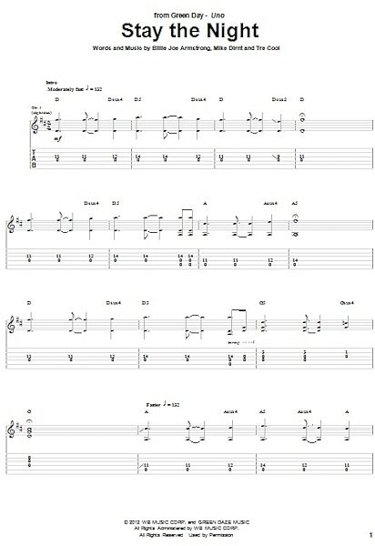 Stay The Night - Guitar TAB, New, Main