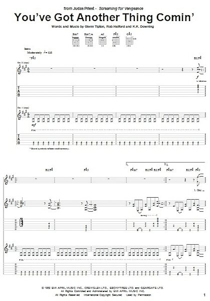 You've Got Another Thing Comin' - Guitar TAB, New, Main