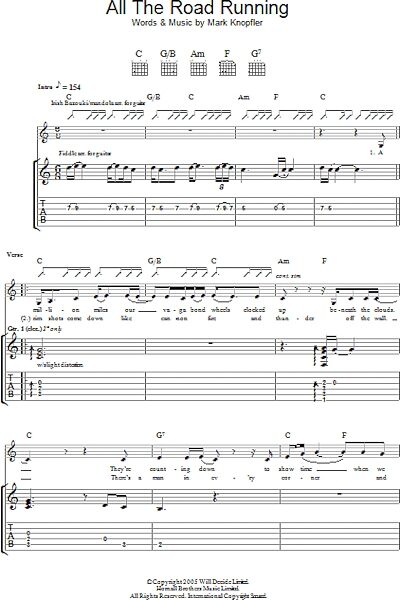 All The Road Running - Guitar TAB, New, Main