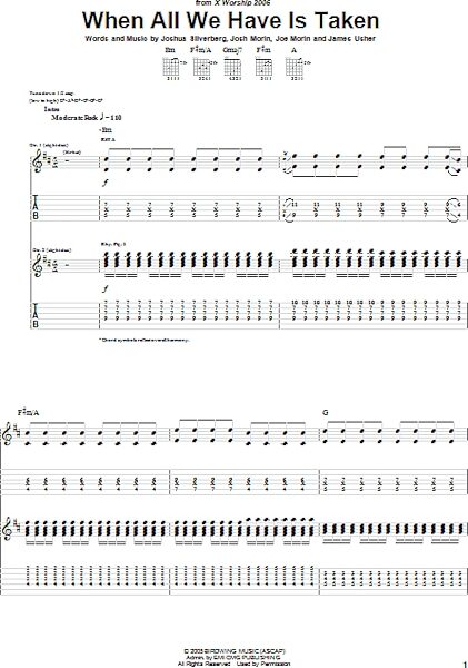 When All We Have Is Taken - Guitar TAB, New, Main