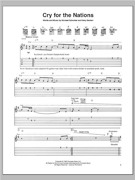 Cry For The Nations - Guitar TAB, New, Main
