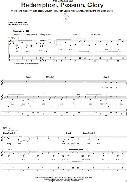 Redemption, Passion, Glory - Guitar TAB, New, Main