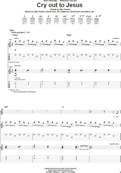 Cry Out To Jesus - Guitar TAB, New, Main