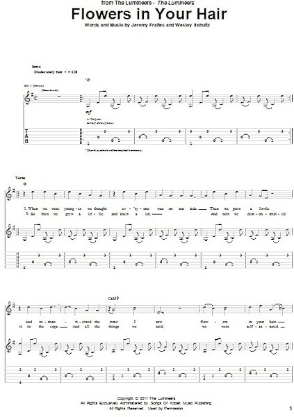 Flowers In Your Hair - Guitar TAB, New, Main