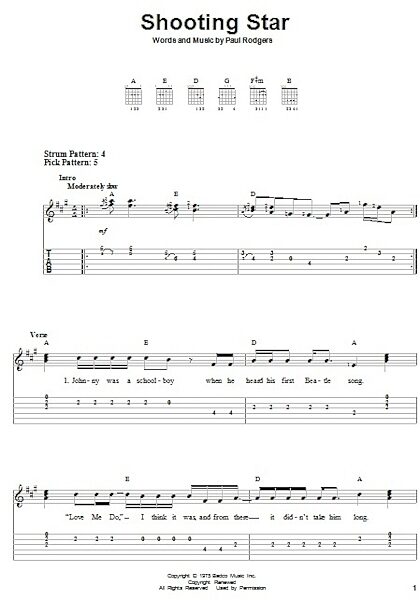 Shooting Star - Easy Guitar with TAB, New, Main