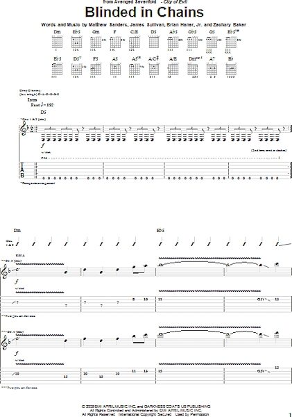 Blinded In Chains - Guitar TAB, New, Main