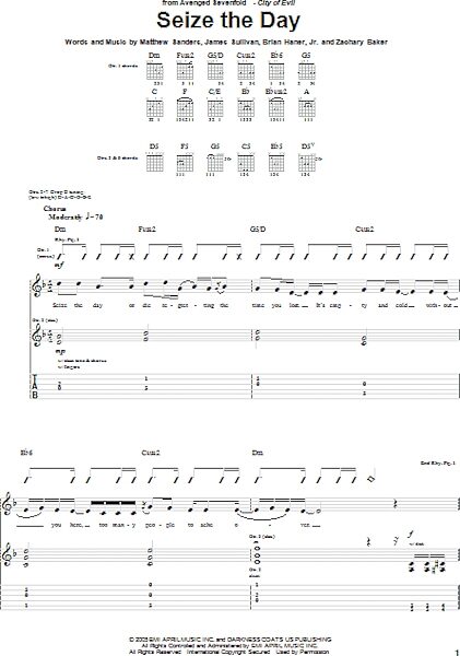 Seize The Day - Guitar TAB, New, Main