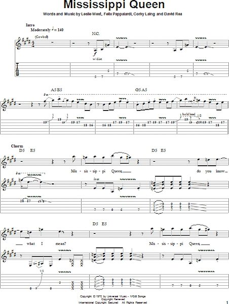 Mississippi Queen - Guitar Tab Play-Along, New, Main