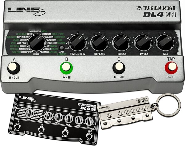 Line 6 DL4 MKII 25th Anniversary Limited Edition Delay Pedal, Silver, Action Position Back