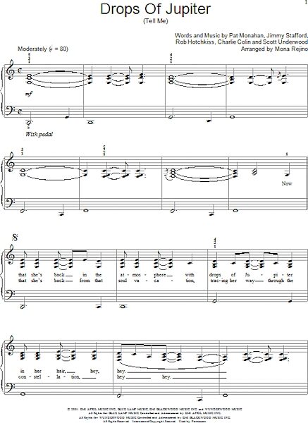 Drops Of Jupiter (Tell Me) - Elementary Piano, New, Main