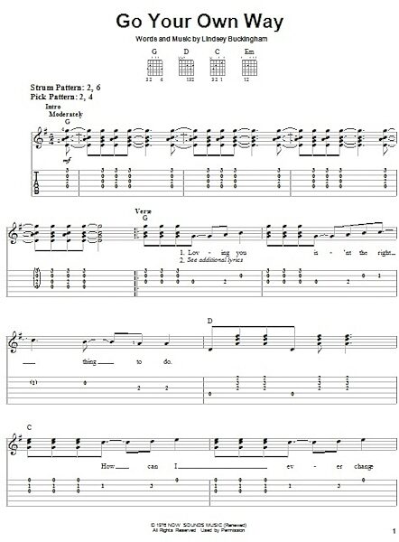 Go Your Own Way - Easy Guitar with TAB, New, Main