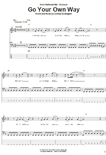 Go Your Own Way - Bass Tab, New, Main