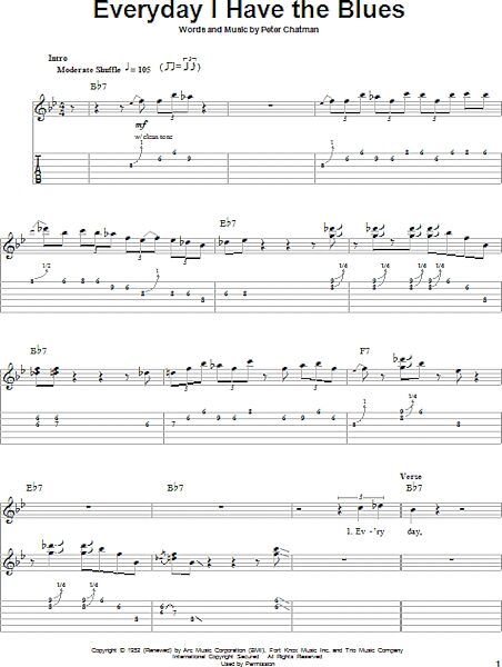 Everyday I Have The Blues - Guitar Tab Play-Along, New, Main