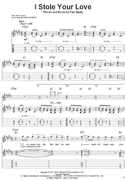 I Stole Your Love - Guitar Tab Play-Along, New, Main