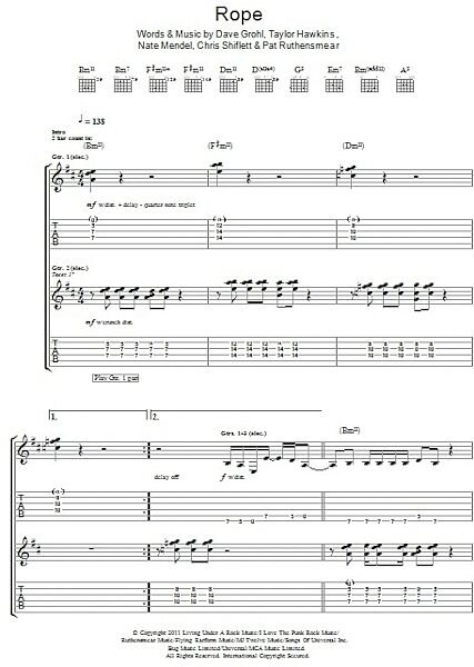 Rope - Guitar TAB, New, Main