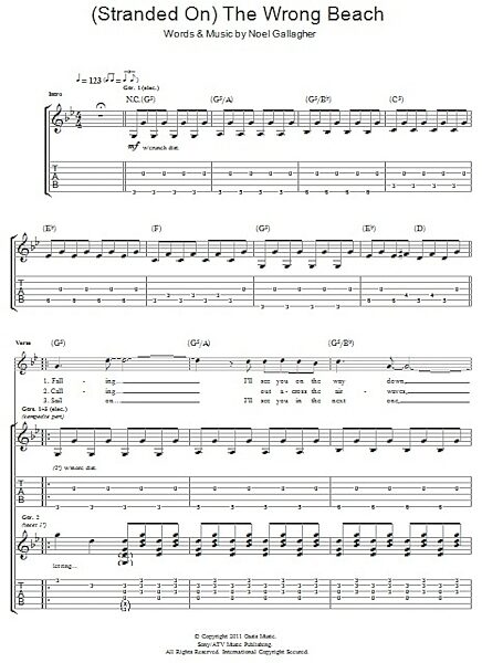 (Stranded On) The Wrong Beach - Guitar TAB, New, Main