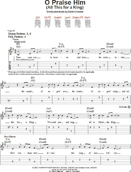 O Praise Him (All This For A King) - Easy Guitar with TAB, New, Main