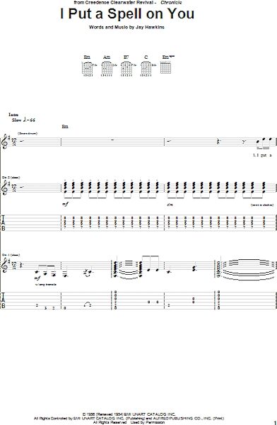 I Put A Spell On You - Guitar TAB, New, Main