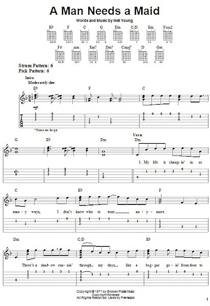 A Man Needs A Maid - Easy Guitar with TAB, New, Main