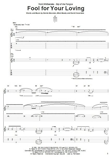 Fool For Your Loving - Guitar TAB, New, Main