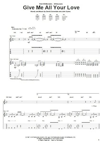Give Me All Your Love - Guitar TAB, New, Main