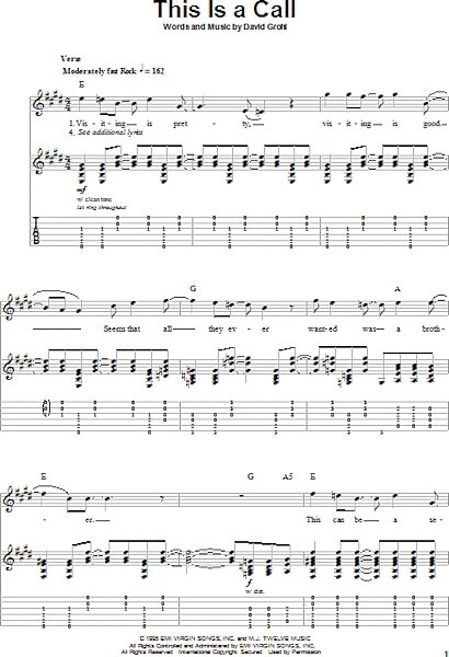 This Is A Call - Guitar Tab Play-Along, New, Main