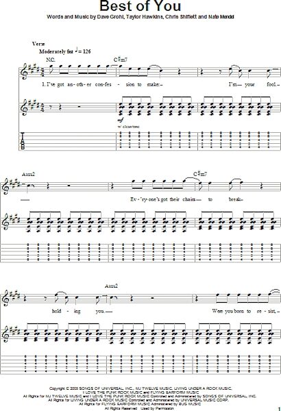 Best Of You - Guitar Tab Play-Along, New, Main