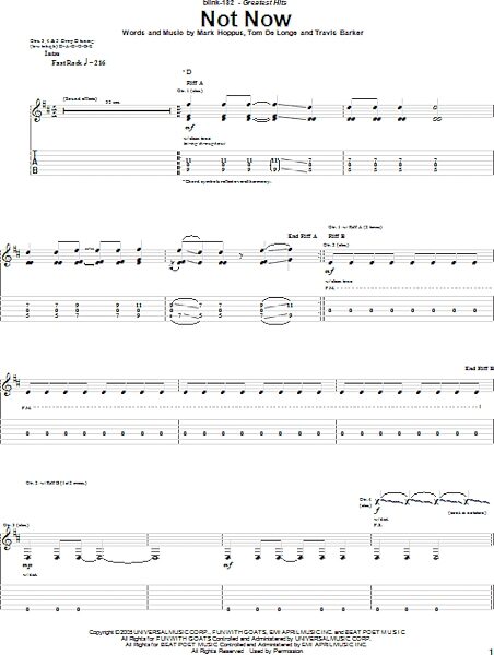 Not Now - Guitar TAB, New, Main