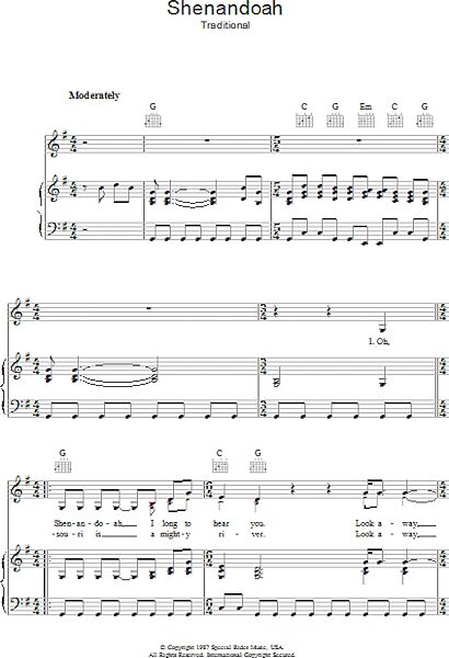 Shenandoah - Piano/Vocal/Guitar, New, Main