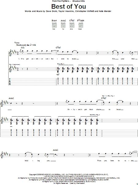 Best Of You - Guitar TAB, New, Main