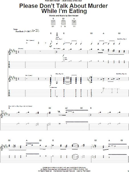 Please Don't Talk About Murder While I'm Eating - Guitar TAB, New, Main