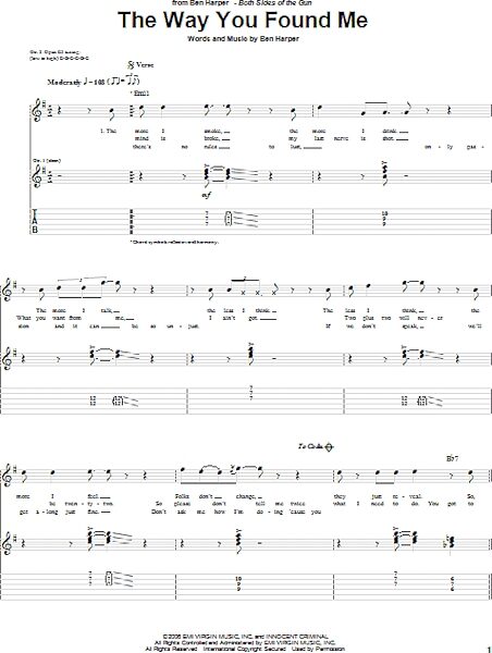 The Way You Found Me - Guitar TAB, New, Main