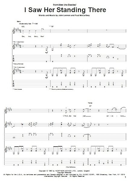 I Saw Her Standing There - Guitar TAB, New, Main