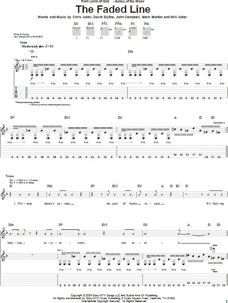 The Faded Line - Guitar TAB, New, Main