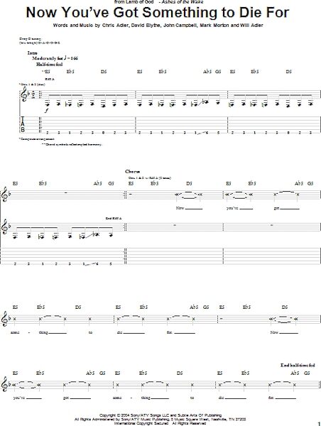 Now You've Got Something To Die For - Guitar TAB, New, Main